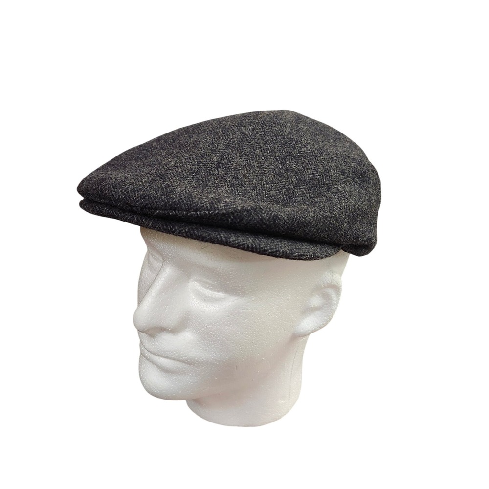 Vintage Page 21 Newsboy Cap Herringbone Wool Blend Driving Hat‎ Large USA Made